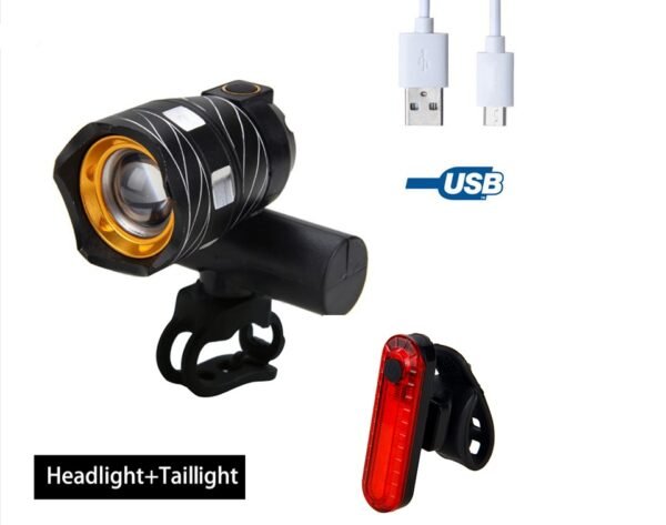 New Bicycle USB Rechargeable Headlight and Taillight Set