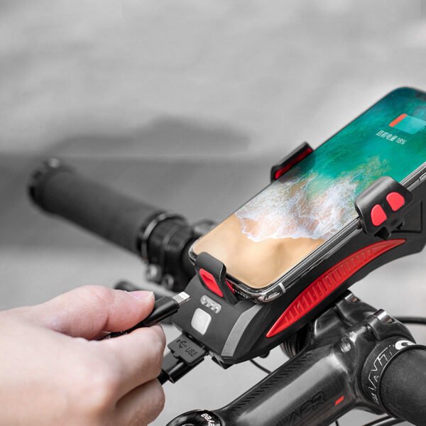 Mobile Phone Holder with Strong Flashlight - Road Cycling Gear 4-in-1
