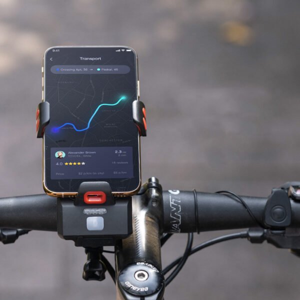 Mobile Phone Holder with Strong Flashlight - Road Cycling Gear 4-in-1