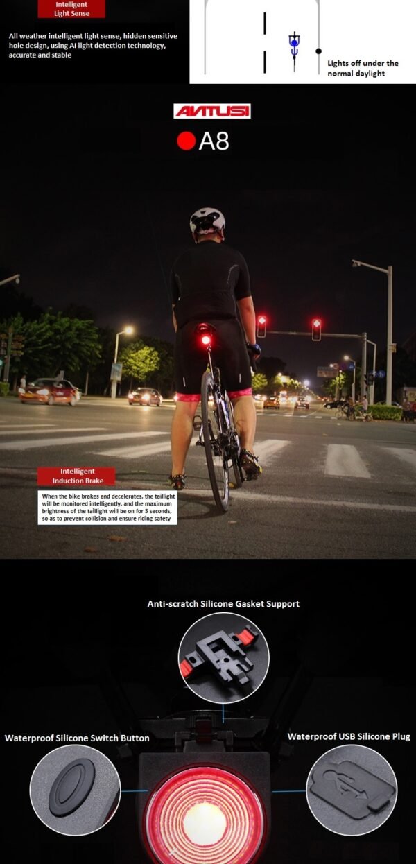 A8 Road Bike Alarm Lock | Anti-theft Alarm & LED Safety Light