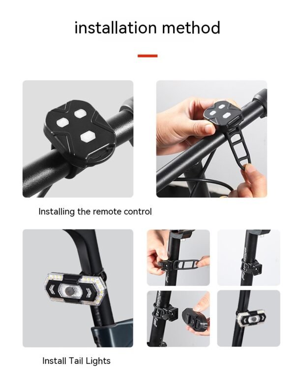 Wireless Steering Remote Control LED Taillight | USB Charging, Waterproof