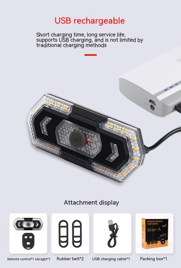 Wireless Steering Remote Control LED Taillight | USB Charging, Waterproof