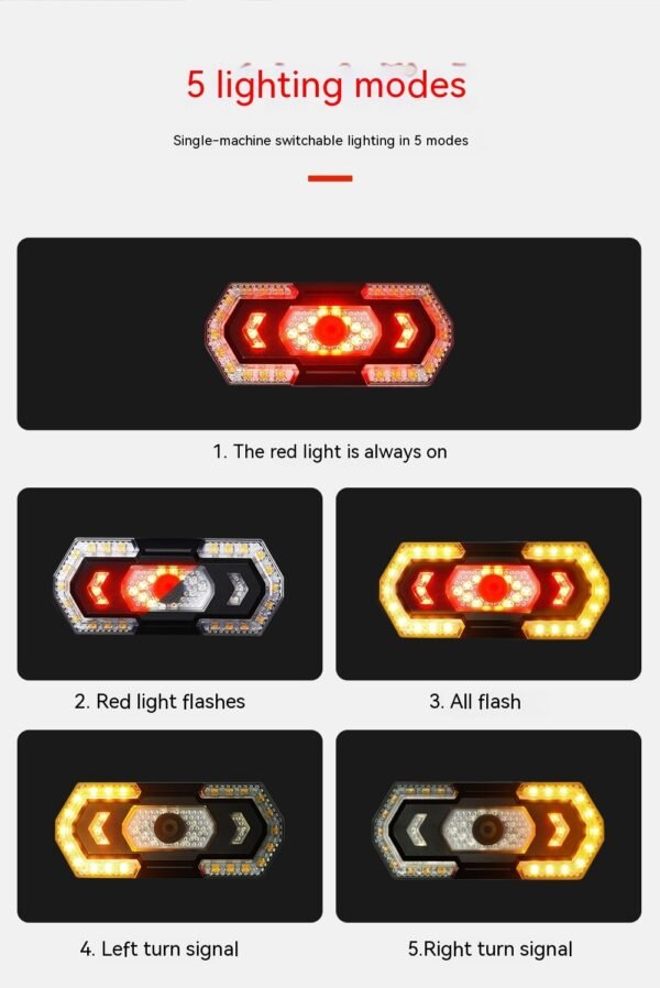 Wireless Steering Remote Control LED Taillight | USB Charging, Waterproof