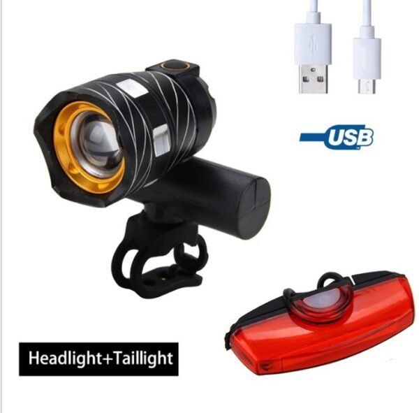 New Bicycle USB Rechargeable Headlight and Taillight Set