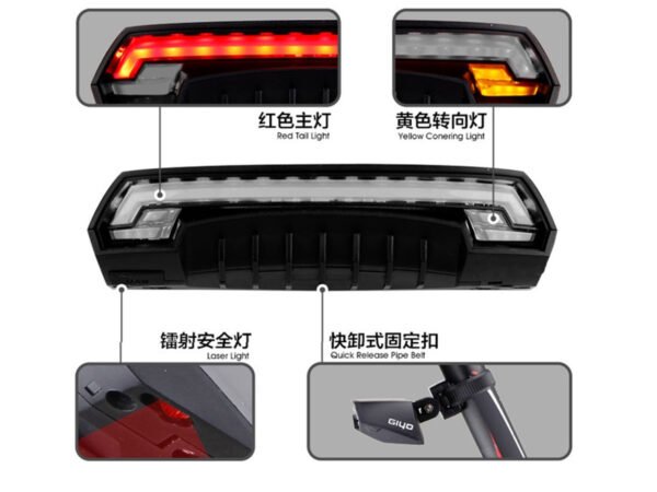 Bicycle Tail Light with Laser Safety | USB Rechargeable Brake Light