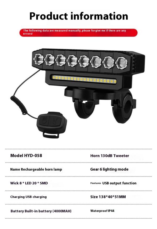 aef015a7-d0cd-4752-b84c-8860ba9a1d17_trans.jpeg Super Bright Bicycle Light with Horn | 6 Modes & Waterproof