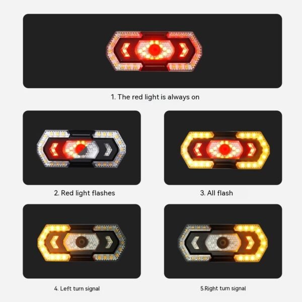 Wireless Steering Remote Control LED Taillight | USB Charging, Waterproof
