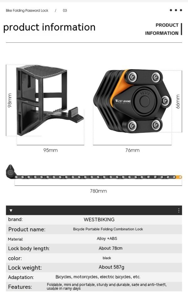 Bicycle Password Lock | Fliplock Portable Bike Security Lock