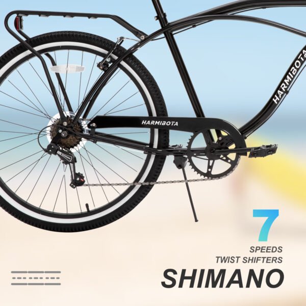 Multifunction 26 Inch 7-Speed Bike, Steel Frame & Rear Rack